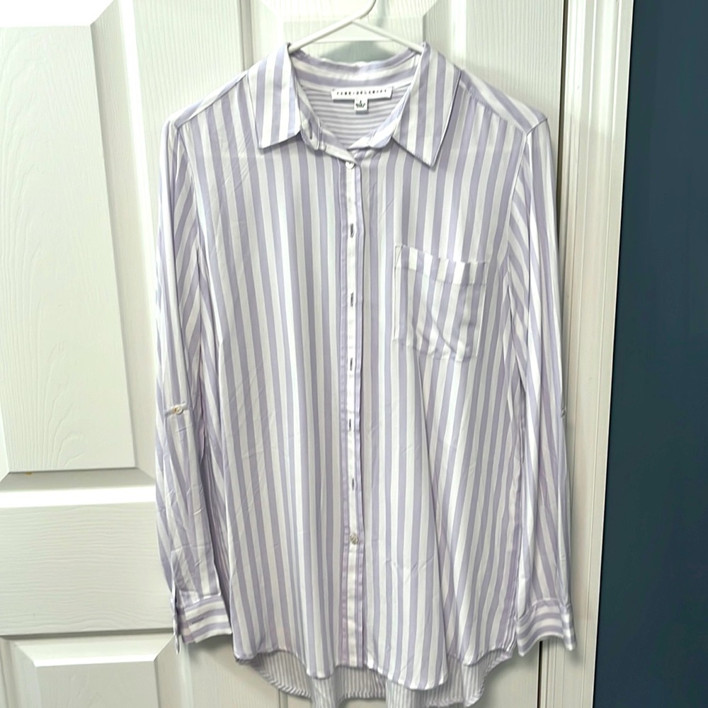 Size small over sized button up in purple